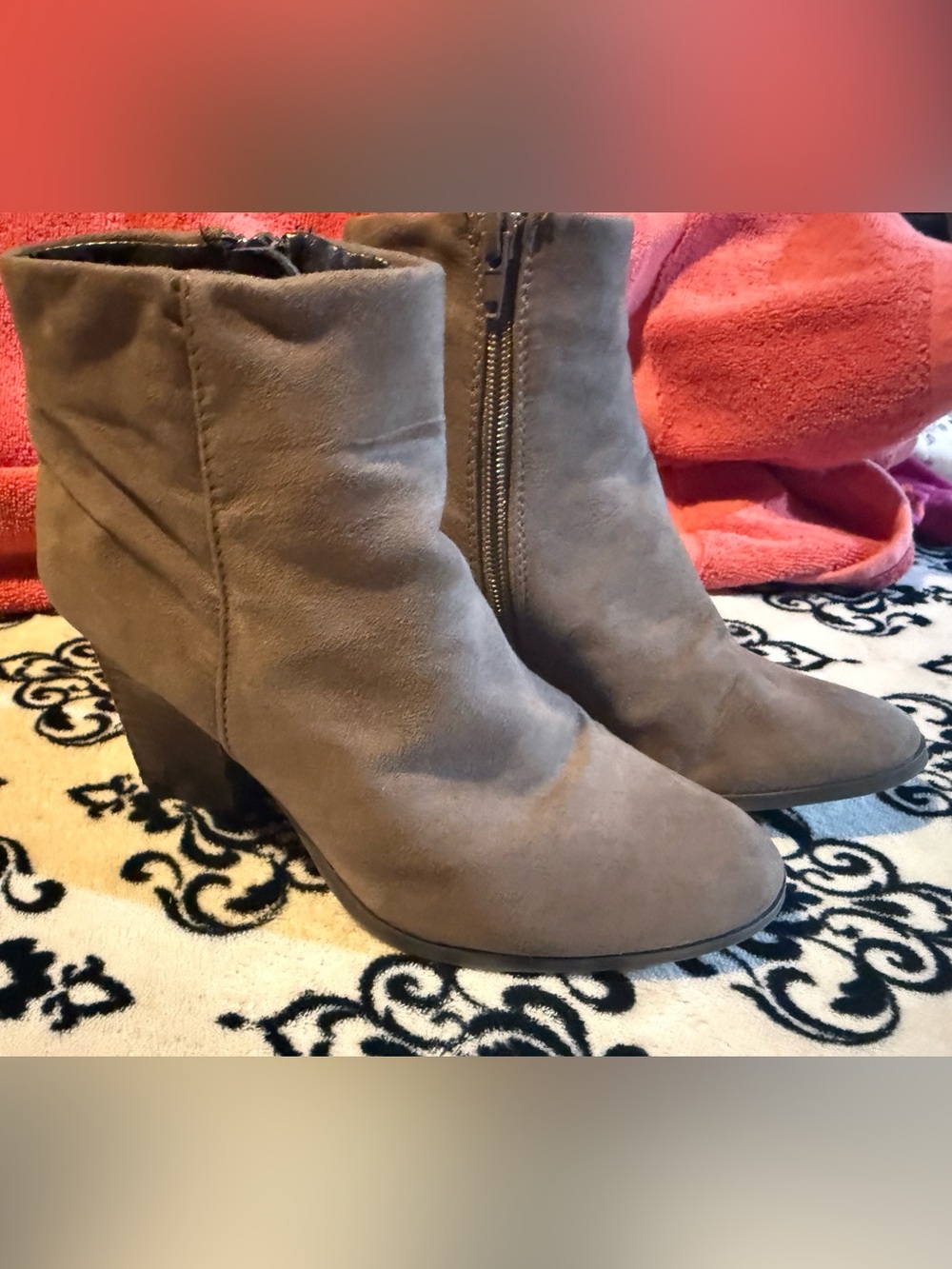 Women's Suede Ankle Booties in Tan- Covington 6.5